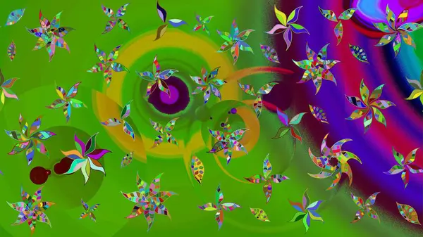 Çiçekler suluboya tarzında yeşil renkte. Suluboya çizim kalıbı. Çiçek izi.