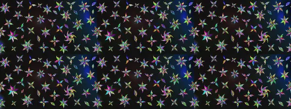 Çiçek ve yapraklı çiçek deseni. Küçük çiçekli şirin bir desen. Raster illüstrasyonu.