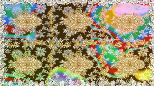 Barok tarzında kusursuz bir doğulu süsü. Raster geleneksel altın pürüzsüz desen kahverengi renklerde.