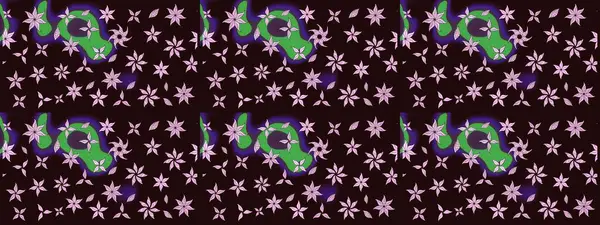 Düz Çiçek Elementleri Tasarımı. Raster illüstrasyonundaki çiçek desenli çizim. Renkli Bahar Teması eskiz kalıbı. Süslü kumaş deseni.