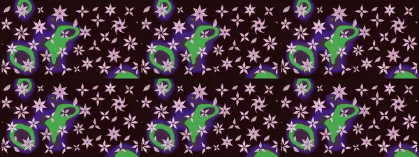 Raster illüstrasyonundaki çiçek desenli çizim. Suluboya tarzında kahverengi renkte çiçekler.