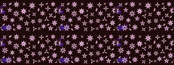 Çiçek ve yapraklı karalama şeklinde Raster çiçek deseni. Raster illüstrasyonu. Yumuşak, bahar çiçekleri kahverengi renklerde.