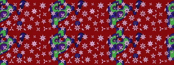 Raster illüstrasyonu. Çiçek buketleriyle klasik bir eskiz şekli. Kırmızı renklerde.