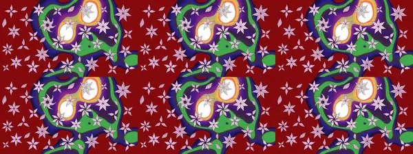 Raster Yumuşak kumaş deseni. Raster çiçek izi. Çiçek kırmızısı eskiz deseni. Klasik taslak çizimi.