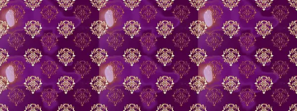 Barok tarzında kusursuz bir doğulu süsü. Geleneksel klasik raster altın pürüzsüz desen. Mor, bej ve nötr renklerde altın elementler.