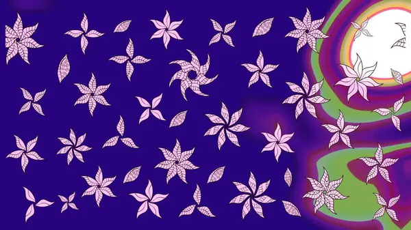 Düz Çiçek Elementleri Tasarımı. Renkli Bahar Teması eskiz kalıbı. Raster illüstrasyonundaki çiçek desenli çizim. Güzel kumaş deseni.