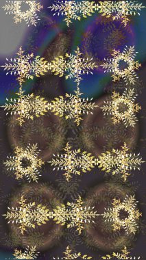 Modern soyut tasarım posteri, kapak, kahverengi, gri ve yeşil renkli kart tasarımı. Son moda kar taneleri ve elementler onun kartlarını gösteriyor. Kar taneleri tasarımı. Retro biçim dokusu, kış elementleri.