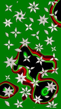 Çiçekli karalama şeklinde Raster çiçek deseni. Nazik, narin çiçek arkaplanı. Yeşil renkte çiçekler.