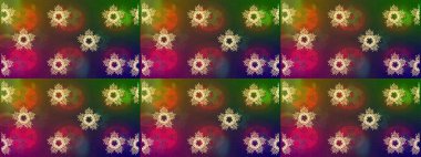 Güzel soyut kar tanesi raster tasarımı. Düz kar karalama ikonları, kar taneleri kahverengi, yeşil ve mor renkli siluetler noel afişi, kartlar. Yeni yıl kar tanesi.