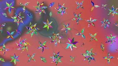 Raster illüstrasyonundaki çiçek desenli çizim. Pembe renkli çiçekler. Renkli Bahar Teması eskiz kalıbı. Düz Çiçek Elementleri Tasarımı.