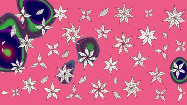 Çiçekli çiçek deseni, suluboya. Pembe renkli çiçekler. Renkli Bahar temalı eskiz kalıbı. Düz Çiçek Elementleri Tasarım Raster illüstrasyonu.