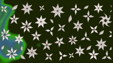 3D çiçekler, eskiz. Raster illüstrasyonu. Gri renklerde.