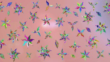 Çiçekli karalama şeklinde Raster çiçek deseni. Tarafsız renklerde yaz çiçekleri. Raster illüstrasyonu.