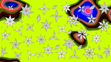 Doodle çiçekler ve dalları, otlar ve çiçekler. Elle çizilmiş. Raster resim. Güzel kumaş deseni.