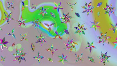 Raster düz çiçek çizim deseni. Hediye ambalaj kağıdı, tebrik kartları, posterler ve pankart tasarımı. Tarafsız renklerde çiçekler.