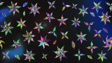 Çiçek desenli çizim. Raster illüstrasyonu. Asya tekstil tarzında. Gri renkli çiçekler. Raster illüstrasyonu.