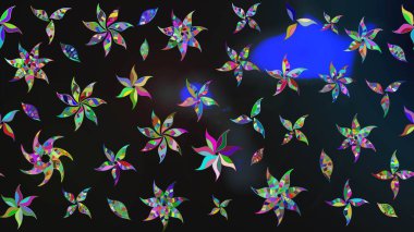 Eskiz klasiği. Raster Şirin kumaş deseni. Renkli Bahar Teması eskiz kalıbı. Düz Çiçek Elementleri Tasarımı.