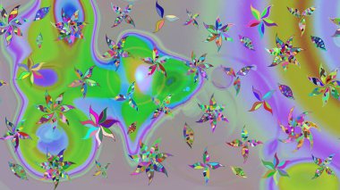 Zentangle soyut çiçekleri. Karalama çiçeği. Raster illüstrasyonu. Güzel kumaş deseni. Renkli Bahar Teması eskiz kalıbı. Düz Çiçek Elementleri Tasarımı.