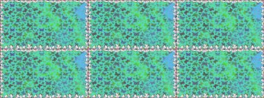 Kağıt, kumaş, ambalaj kağıdı ve duvar kâğıdı tasarımı için hoş bir arkaplan. Çocuk kelebeklerin pürüzsüz deseni. Yeşil renkli sanat kelebekleri. Raster..