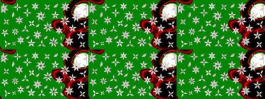 Raster güzel bir çiçek deseni çizmiş. Nazik romantik baskı. Yeşil renkli çiçekler. Bahar mevsimi. Tatil havası..