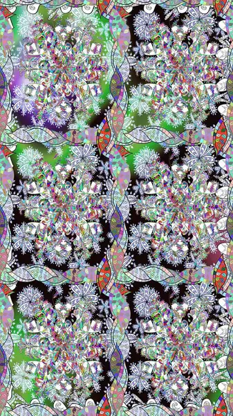 Suluboya efekti. Raster desen. Botanik seamless modeli. Organik öğeleri.