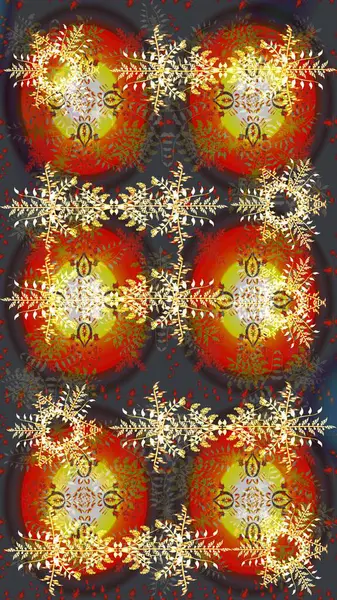 Raster Noel soyut renkli arka plan ve tatlı kar tanesi. Farklı kar taneleri toplayıcısı, kahverengi, gri ve kırmızı renkte kış elementleri..