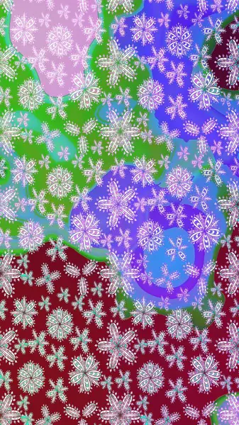 Raster illüstrasyonu. Tarafsız renklerde Asya tekstil tarzında. Çiçek desenini çiz.