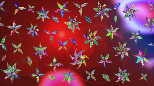 Çiçekli karalama şeklinde Raster çiçek deseni. Nazik, narin çiçek arkaplanı. Kırmızı renkte çiçekler.