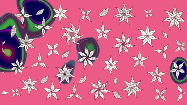 Çiçekli çiçek deseni, suluboya. Pembe renkli çiçekler. Renkli Bahar temalı eskiz kalıbı. Düz Çiçek Elementleri Tasarım Raster illüstrasyonu.