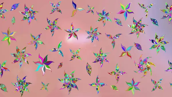 Çiçekli karalama şeklinde Raster çiçek deseni. Tarafsız renklerde yaz çiçekleri. Raster illüstrasyonu.