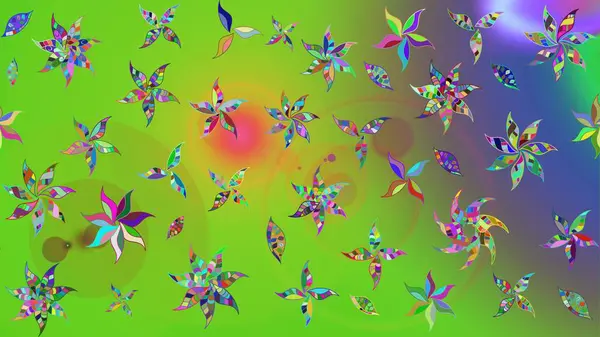 Renkli çizim kalıbı. Çiçek arkaplan. Çiçek duvar kâğıdı. Raster illüstrasyonu. Yeşil renklerde şirin tekstil.