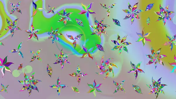 Raster düz çiçek çizim deseni. Hediye ambalaj kağıdı, tebrik kartları, posterler ve pankart tasarımı. Tarafsız renklerde çiçekler.