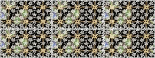 Raster illüstrasyonu. Siyah renklere karalamalar çizen kusursuz çiçek deseni.