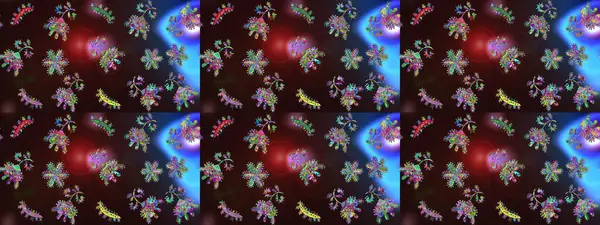 Renkli arka planda izole tatlı kar taneleri. Kahverengi, mavi ve gri kar taneli. Raster illüstrasyonu.