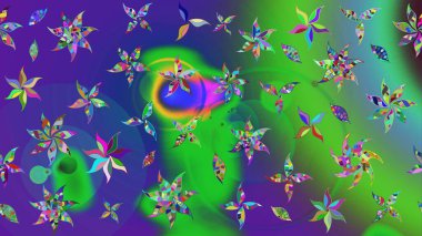 Raster illüstrasyonu. Yumuşak, yeşil renkli bahar çiçekleri. Çiçekli yumuşak bir eskiz şekli. Raster çiçekleri klasik tarzda resmedilir..