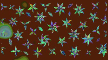 Kahverengi çiçekli bahar çiçekleri. Küçük çiçekte güzel bir desen. Moda baskıları için zarif bir şablon. Küçük renkli çiçekler. Motley illüstrasyonu.