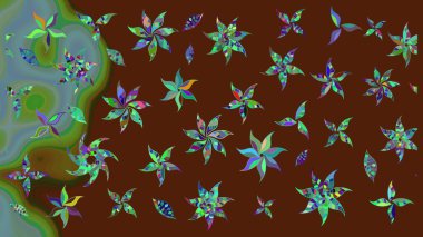 Çiçek izi. Çiçekler suluboya tarzında kahverengi renkte. Suluboya çizim deseni.