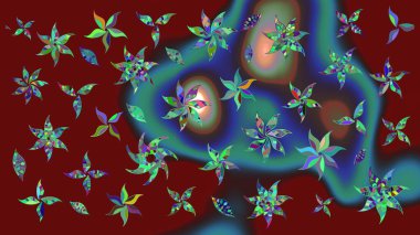 Organik motif arka planı. Raster illüstrasyonu. Çizim kalıbı. Ultraviyole kumaş deseni.