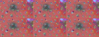 Çiçek desenli eskiz, yaz çiçekleri. Pembe renkli çiçekler. Renkli Bahar Teması eskiz kalıbı. Düz Çiçek Elementleri Tasarımı.