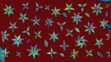 Kırmızı renkte çiçekler. Şirin çiçek elementleri. Raster illüstrasyonu. Çizim.