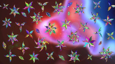 Küçük çiçekteki sevimli çiçek deseni. Robot resim. Raster illüstrasyonu.