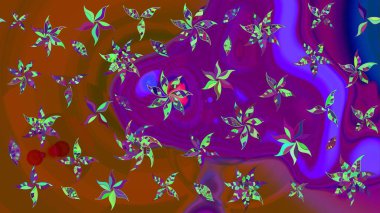 Tropik çiçekler. Mor renkli çiçekler. Gömlek çizimi Arkaplan Deseni.