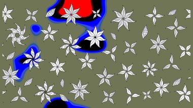 Düz Çiçek Elementleri Tasarımı. Raster illüstrasyonu. Chichi 'nin kumaş kalıbını çiz. Çiçek deseni. Renkli Bahar Teması çizim şablonu.