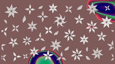 Çiçek ve yapraklı çiçek deseni. Raster illüstrasyonu. Küçük çiçekli şirin desen.