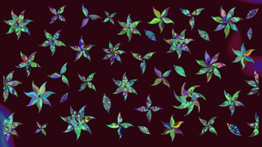 Çiçek süslemeli çizim deseni. Raster illüstrasyonu. Kahverengi renkte çiçekler.