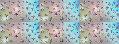 Eskiz arkaplan modeli. Gri yapraklı yabani çiçekler. Suluboya, elle çizilmiş. Raster illüstrasyonu.