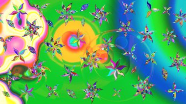 Raster illüstrasyonu. El çizimi. Çiçekli, yapraklı, çiçek desenli çizim..