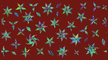 Raster illüstrasyonu. Renkli süs kenarı. Çiçek duvar kağıdı. Hint süsü. Çizim kalıbı. Kırmızı renklerde.