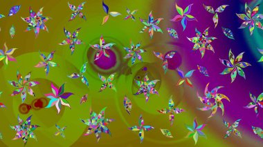 Yeşil renkli etnik çiçeklerle süslenmiş zarif bir eskiz şekli. Raster Çiçek İllüstrasyonu güzel tekstil..