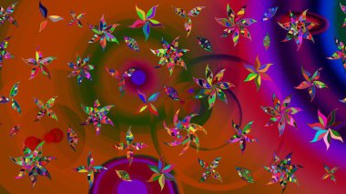 Raster güzel bir çiçek deseni çizmiş. Tatil havası. Bahar mevsimi. Kahverengi renkli çiçekler. Nazik romantik baskı.